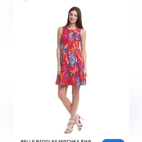 Belle Badgley Mishka 4 Vibrant Red and Blue Women's Dress - Picture 1 of 2